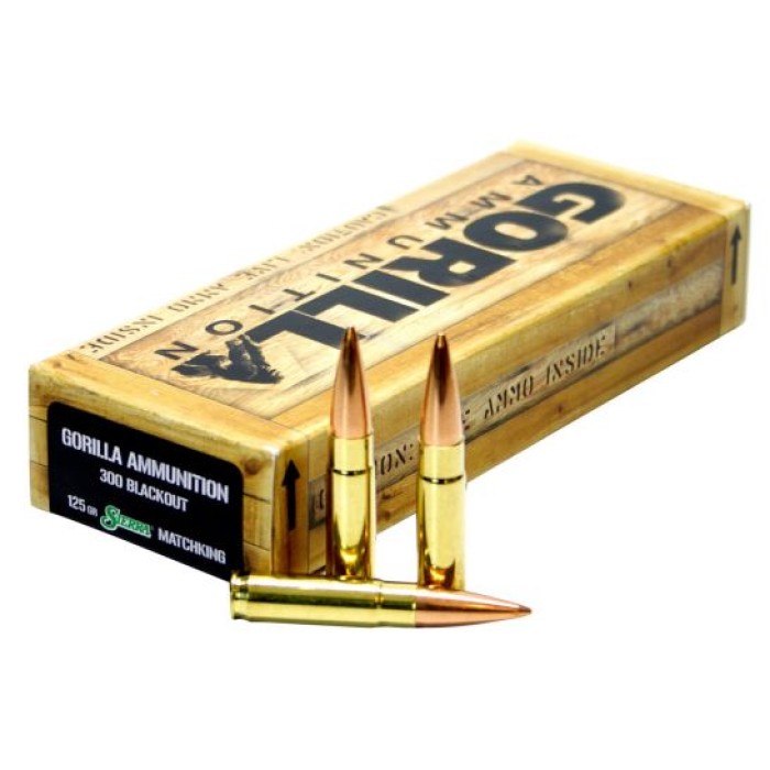 Gorilla Ammunition Troop 125 gr Sierra MatchKing .300 Blackout Ammo, 20/box - GA300125SMK