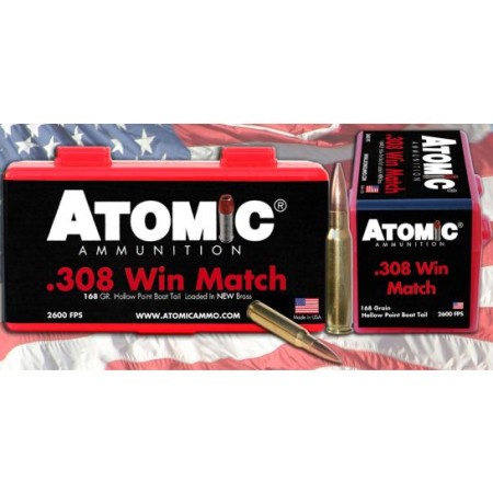 Atomic Ammunition Match Tactical Law Enforcement 168 gr Sierra Tipped MatchKing .308 Win/7.62 Ammo, 20/box - 460