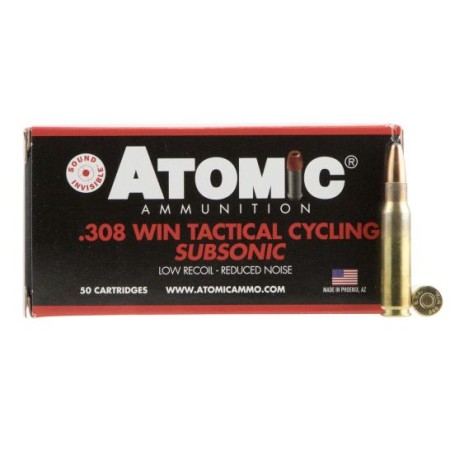 Atomic Cycling Subsonic .308 Win 260 Gr Soft Point Round Nose 50 Rounds per Box
