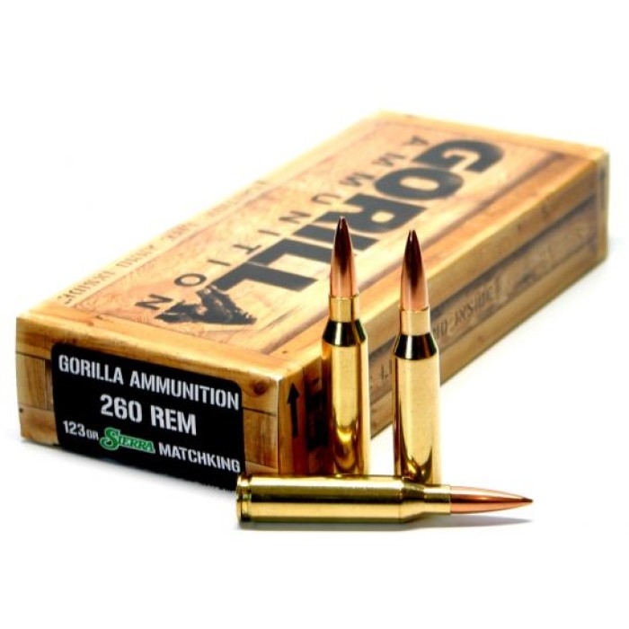 Gorilla Ammunition 123 gr Sierra MatchKing .260 Rem Ammo, 20/box - GA260123SMK