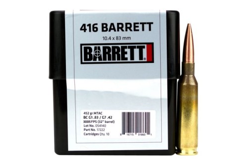 Barrett Firearms 452 gr Cutting Edge MTAC .416 Barrett Ammo, 10/box - 17222