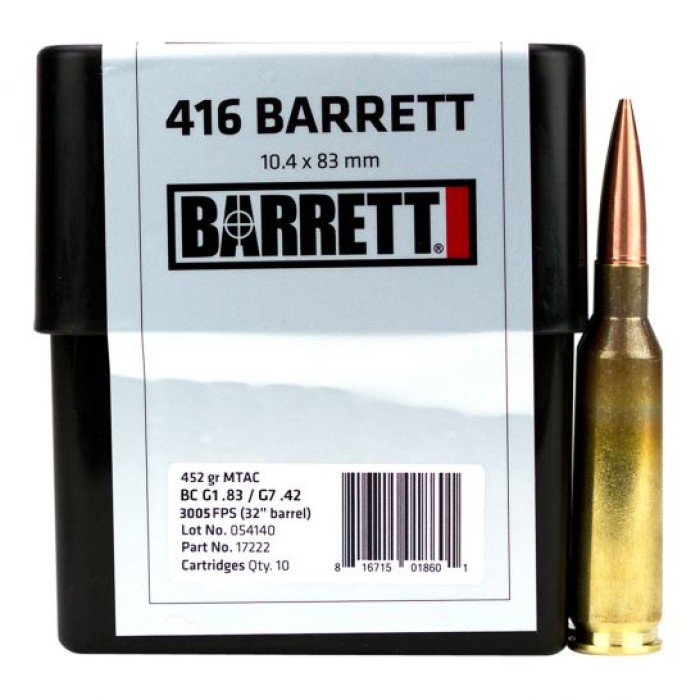 Barrett Firearms 452 gr Cutting Edge MTAC .416 Barrett Ammo, 10/box - 17222