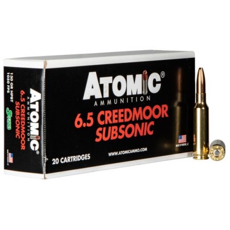 Atomic Ammunition Subsonic 130 gr Sierra Hollow Point Boat Tail 6.5 Crd Ammo, 20/box - 476