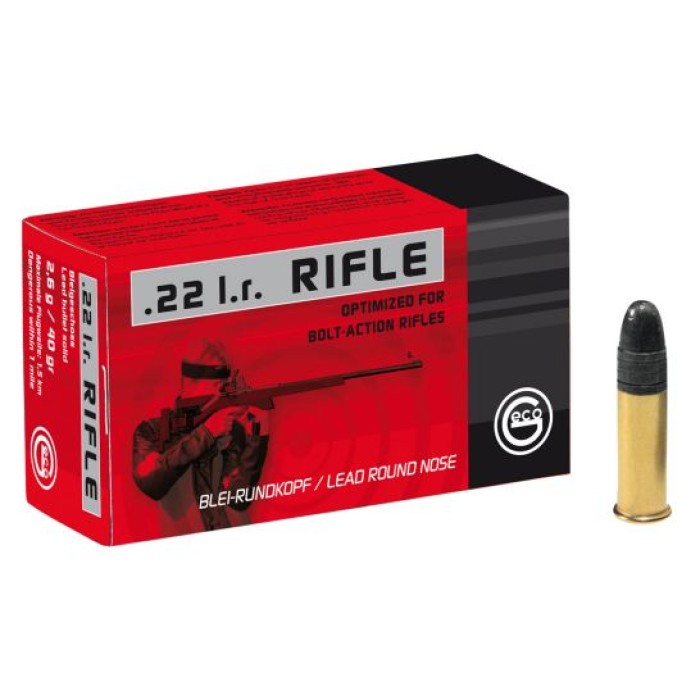 Geco Rifle 40 gr Lead Round Nose .22lr Ammo, 50/box - 254040050