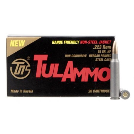 TULAMMO Centerfire Rifle 223 Remington/5.56 NATO 55 Gr Hollow Point Ammo, 20 Rd Box (TA223557)