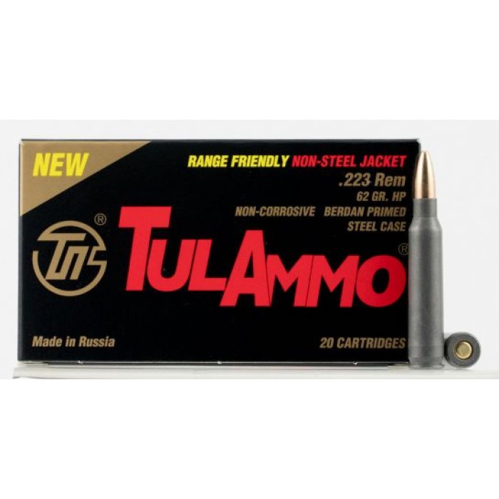 TULAMMO Centerfire Rifle 223 Remington/5.56 NATO 62 Gr Hollow Point Ammo, 20 Rd Box (TA223624)