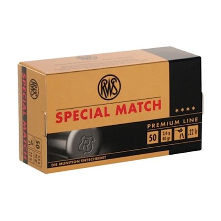 RWS Rottweil Special Match 40 gr Lead Round Nose .22lr Ammo, 50/pack - 2134233
