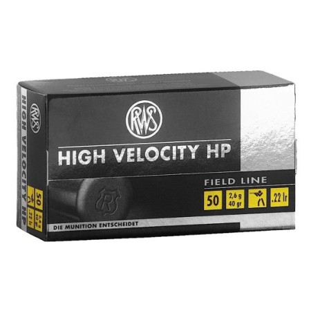 RWS Rottweil High Velocity HP 40 gr Hollow Point .22lr Ammo, 50/pack - 2132494