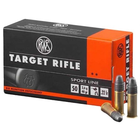 RWS Rottweil Target Rifle 40 gr Lead Round Nose .22lr Ammo, 50/pack - 2132478