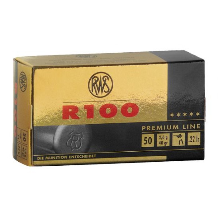 RWS Rottweil R 100 40 gr Lead Round Nose .22lr Ammo, 50/pack - 2134195