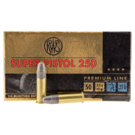 RWS Rottweil Super Pistol 250 40 gr Lead Round Nose .22lr Ammo, 50/pack - 2315570
