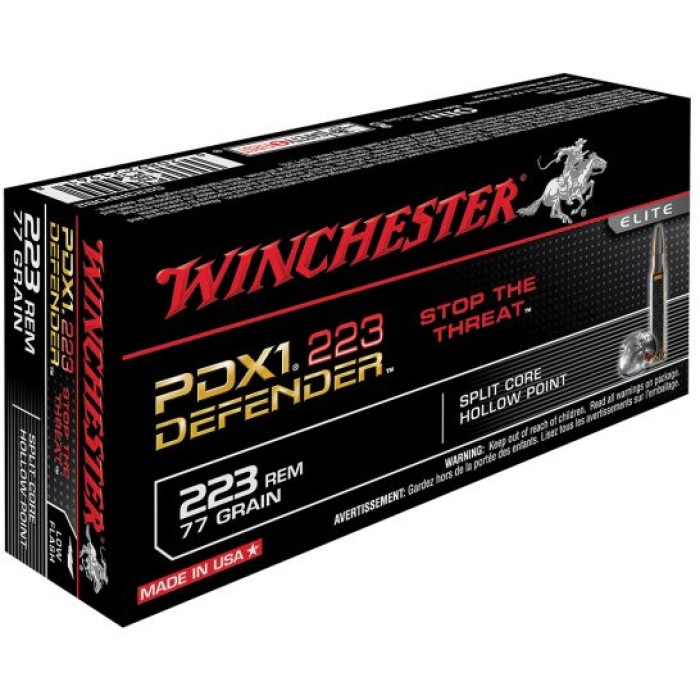 Winchester Ammunition Defender 77 gr Split Core Jacketed Hollow Point .223 Rem Ammo, 20/box - S223RPDB2