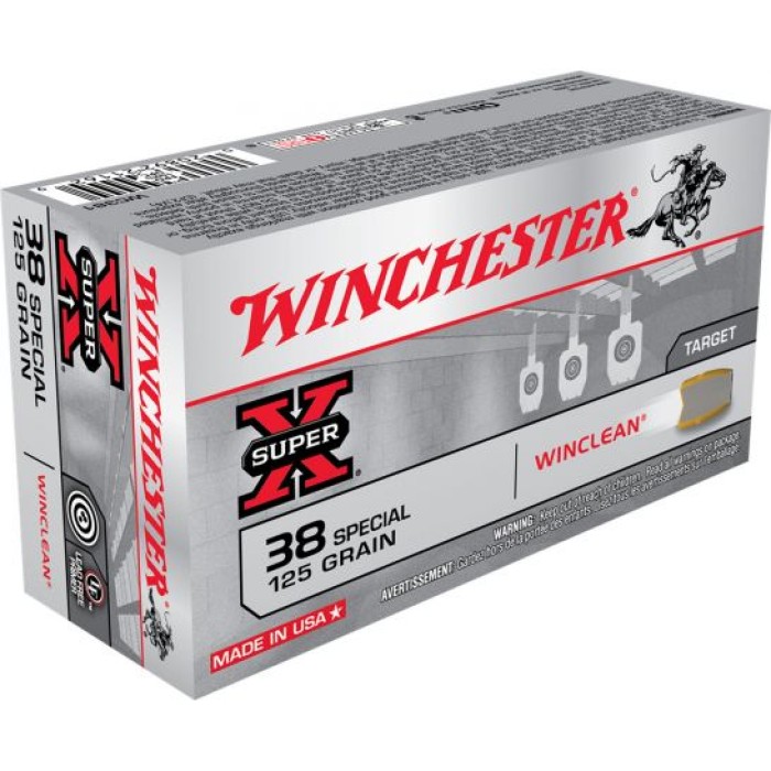 Winchester Ammunition Super-X 125 gr WinClean (Brass Enclosed Base) .38 Spl Ammo, 50/box - WC381