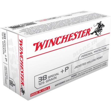 Winchester Ammunition USA 125 gr Jacketed Hollow Point .38 Spl +P Ammo, 50/box - USA38JHP