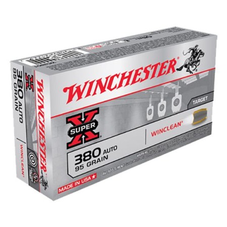 Winchester Ammunition Super-X 95 gr WinClean (Brass Enclosed Base) .380 Auto Ammo, 50/box - WC3801