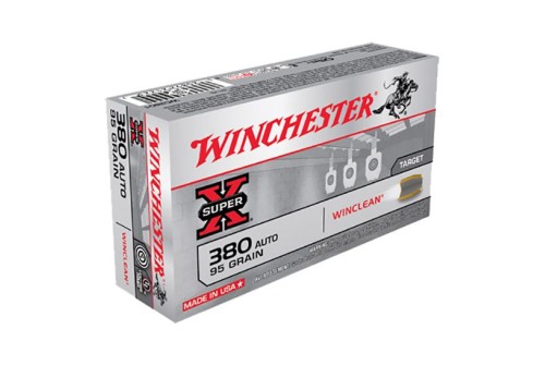 Winchester Ammunition Super-X 95 gr WinClean (Brass Enclosed Base) .380 Auto Ammo, 50/box - WC3801