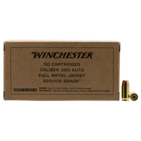 Winchester Ammunition Service Grade 95 gr Full Metal Jacket Flat Nose .380 Auto Ammo, 50/box - SG380W