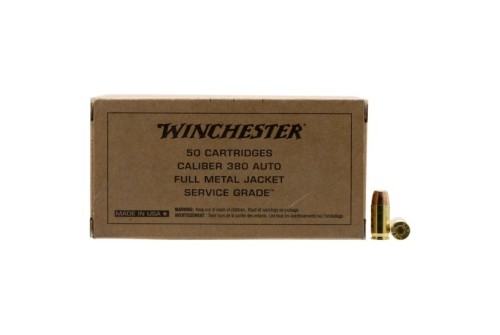 Winchester Ammunition Service Grade 95 gr Full Metal Jacket Flat Nose .380 Auto Ammo, 50/box - SG380W