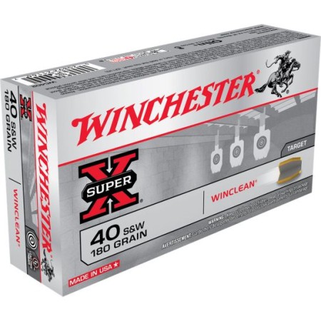 Winchester Ammunition Super-X 180 gr WinClean (Brass Enclosed Base) .40 S&W Ammo, 50/box - WC402