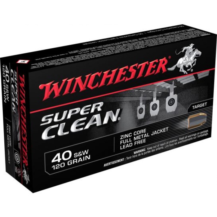Winchester Ammunition Super Clean 120 gr Full Metal Jacket .40 S&W Ammo, 50/box - W40SWLF