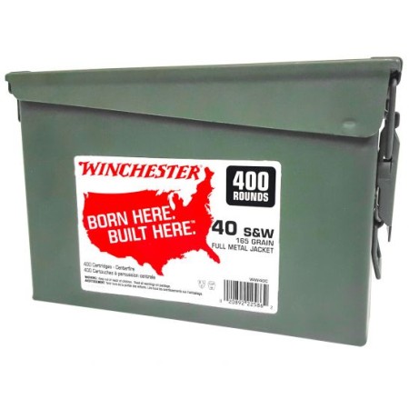 Winchester Ammunition USA 165 gr Full Metal Jacket Truncated-Cone .40 S&W Ammo, 400/box - WW40C