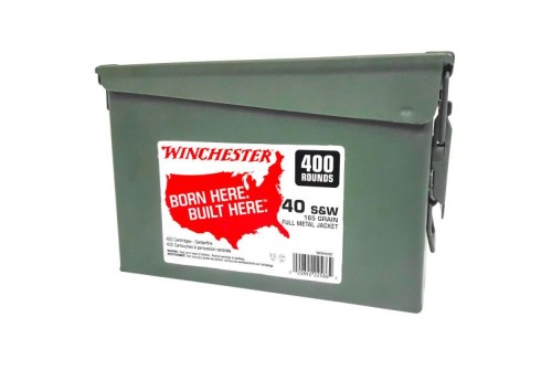 Winchester Ammunition USA 165 gr Full Metal Jacket Truncated-Cone .40 S&W Ammo, 400/box - WW40C