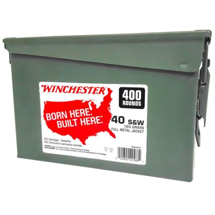 Winchester Ammunition USA 165 gr Full Metal Jacket Truncated-Cone .40 S&W Ammo, 400/box - WW40C