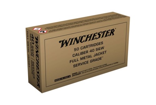 Winchester Ammunition Service Grade 165 gr Full Metal Jacket Flat Nose .40 S&W Ammo, 50/box - SG40W