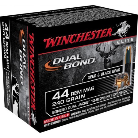 Winchester Ammunition Dual Bond 240 gr Jacket Hollow Point .44 Rem Mag Ammo, 20/box - S44RMDB