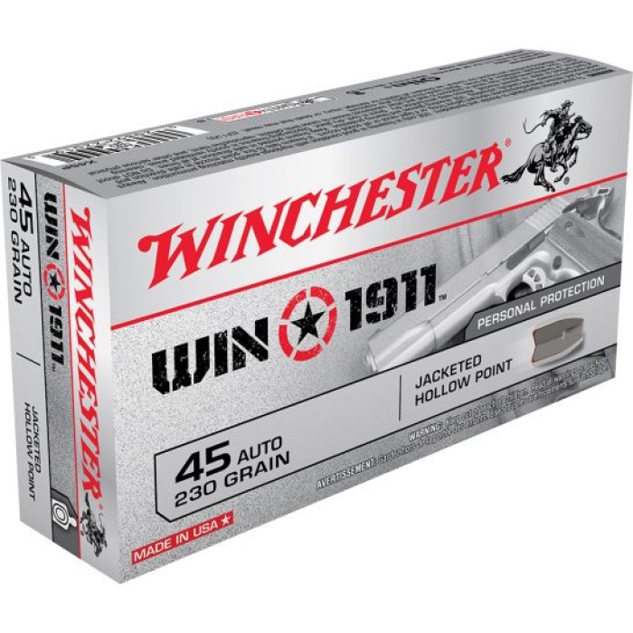 Winchester Ammunition Win1911 230 gr Jacketed Hollow Point .45 ACP Ammo, 50/box - X45P