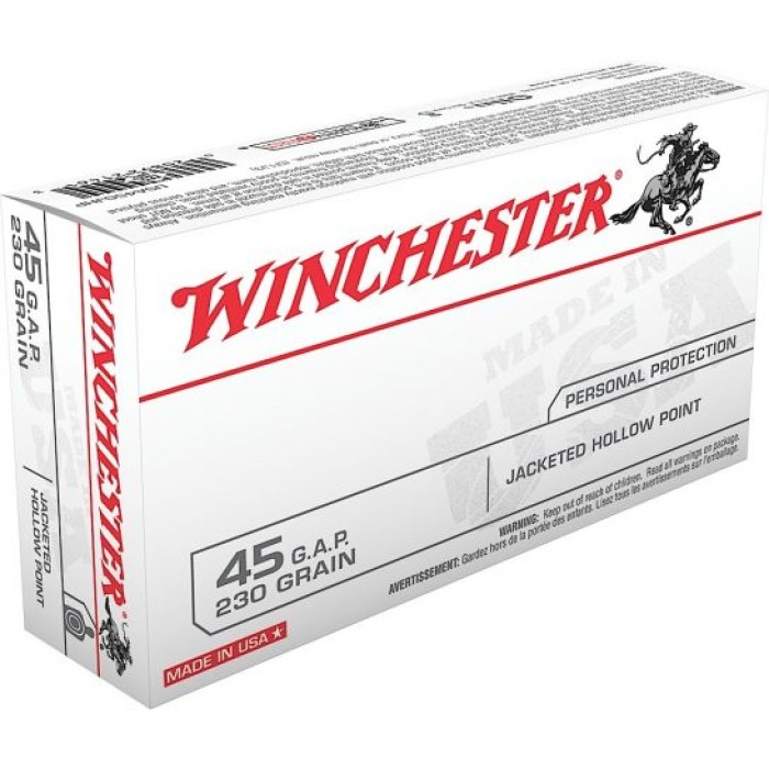 Winchester Ammunition USA 230 gr Jacket Hollow Point .45 GAP Ammo, 50/box - USA45GJHP