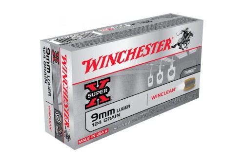 Winchester Ammunition Super-X 124 gr WinClean (Brass Enclosed Base) 9mm Ammo, 50/box - WC92