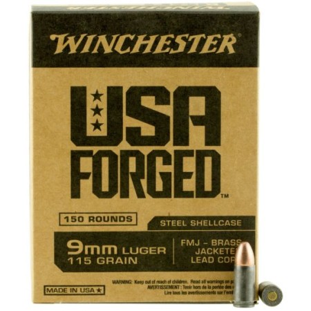 Winchester USA Forged 9mm Ammo 115 Grain FMJ, 150 rds - WIN9S