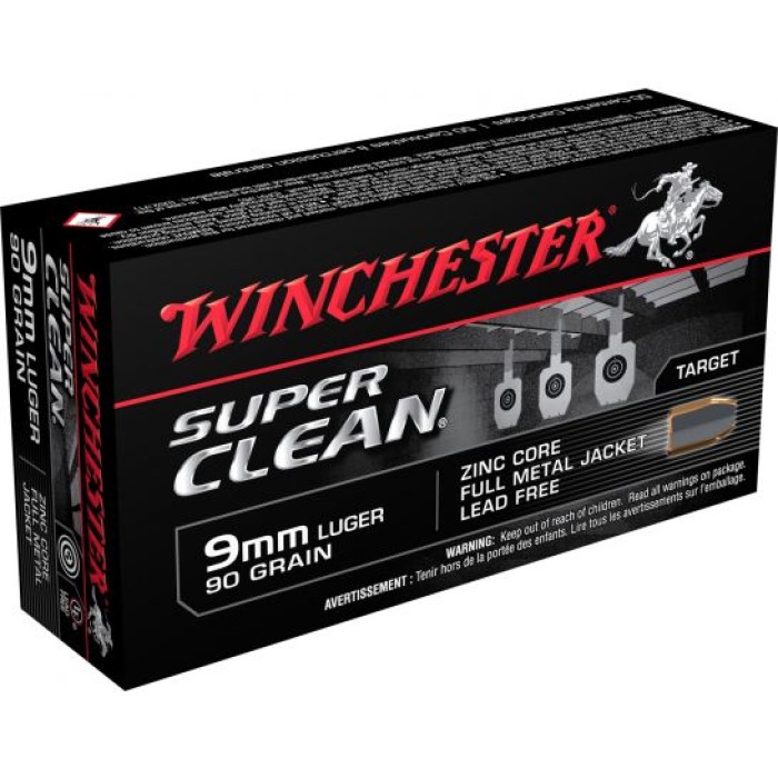 Winchester Ammunition Super Clean 90 gr Full Metal Jacket 9mm Ammo, 50/box - W9MMLF