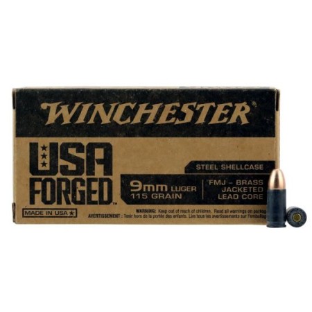 Winchester Ammunition USA Forged 115 gr Full Metal Jacket 9mm Ammo, 50/box - WIN9SV