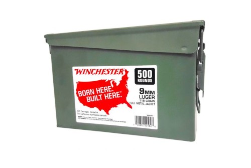 Winchester Ammunition USA 115 gr Full Metal Jacket 9mm Ammo, 500/box - WW9C