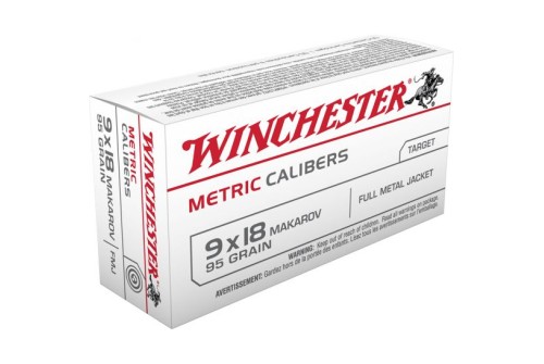 Winchester Ammunition USA 95 gr Full Metal Jacket 9mm Makarov Ammo, 50/box - MC918M