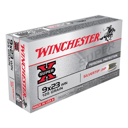 Winchester Ammunition Super-X 125 gr Silvertip Jacketed Hollow Point 9x23mm Win Ammo, 50/box - X923W