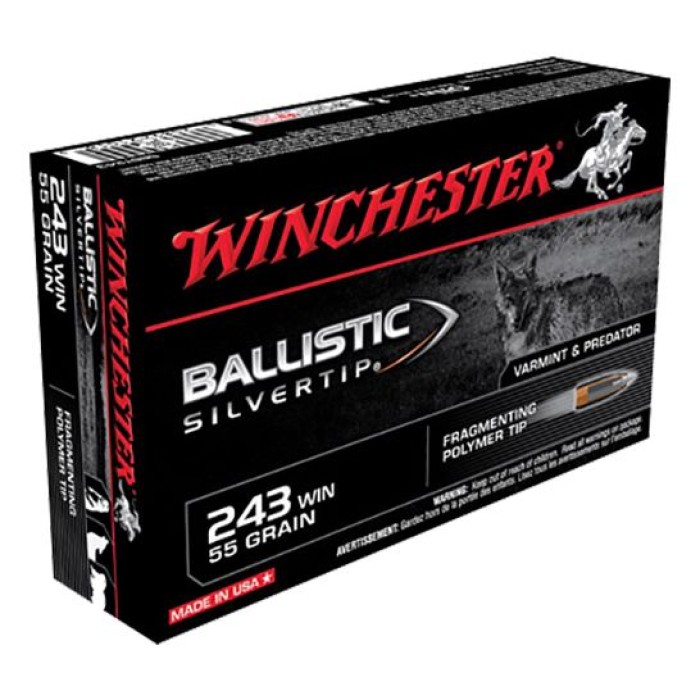 Winchester Ammunition Ballistic Silvertip 55 gr Polymer Tip .243 Win Ammo, 20/box - SBST243