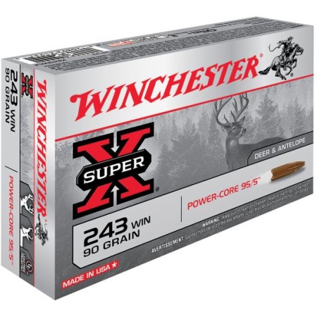 Winchester Ammunition Super-X 90 gr Power-Core .243 Win Ammo, 20/box - X243WLF