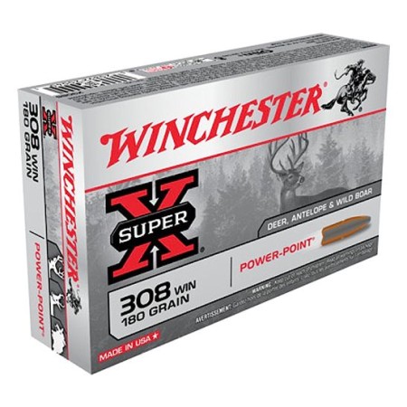 Winchester Ammunition Power Max Bonded 180 gr Rapid Expansion, Protected Hollow Point .308 Win Ammo, 20/box - X3086BP