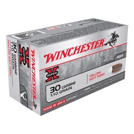 Winchester Super-X 110 gr HSP .30 Carbine Ammo, 50/box - X30M1
