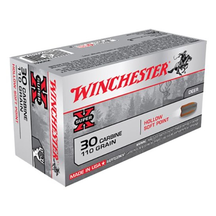 Winchester Super-X 110 gr HSP .30 Carbine Ammo, 50/box - X30M1