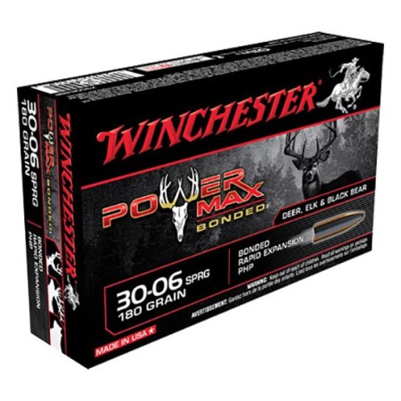 Winchester Ammunition Power Max Bonded 180 gr Rapid Expansion, Protected Hollow Point .30-06 Spfld Ammo, 20/box - X30064BP