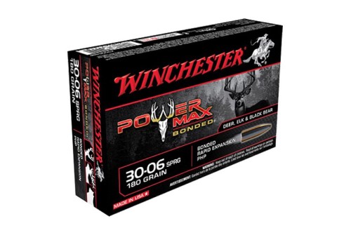 Winchester Ammunition Power Max Bonded 180 gr Rapid Expansion, Protected Hollow Point .30-06 Spfld Ammo, 20/box - X30064BP
