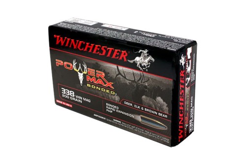 Winchester Ammunition Power Max Bonded 200 gr Rapid Expansion, Protected Hollow Point .338 Win Mag Ammo, 20/box - X3381BP