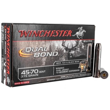 Winchester Ammunition Dual Bond 375 gr .45-70 Ammo, 20/box - S4570DB