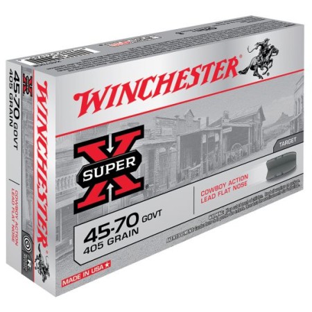 Winchester Ammunition Super-X 405 gr Lead Flat Nose .45-70 Ammo, 20/box - X4570CB