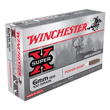 Winchester Ammunition Super-X 100 gr Power-Point 6mm Rem Ammo, 20/box - X6MMR2