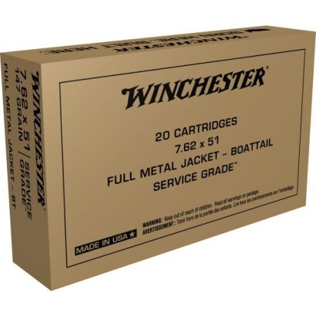 Winchester 7.62x51 NATO 147gr FMJBT (SG76251W) - Brass Casing